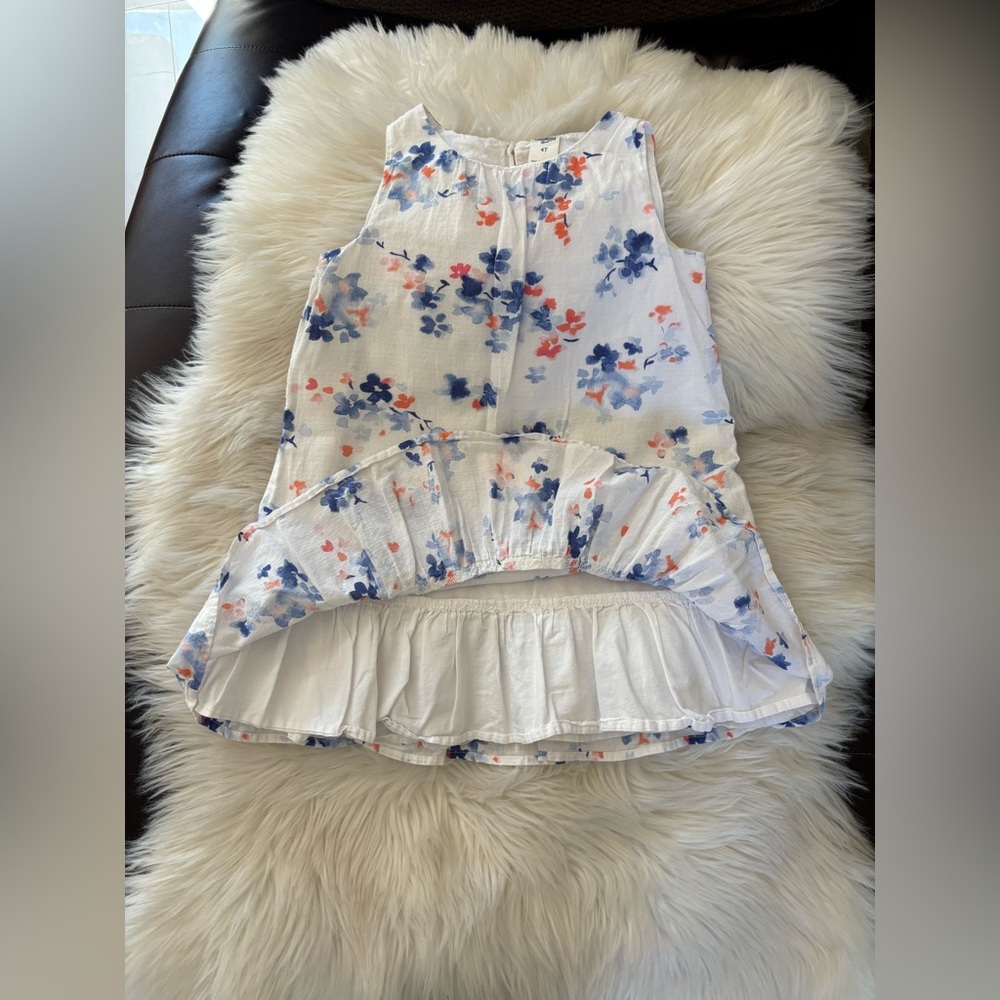 OshKosh B'gosh White Floral Sundress with Blue and Coral Accents - Picture 4 of 7